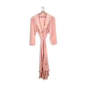Vintage 90s Victoria’s Secret Gold Label lace trim robe in pink size L